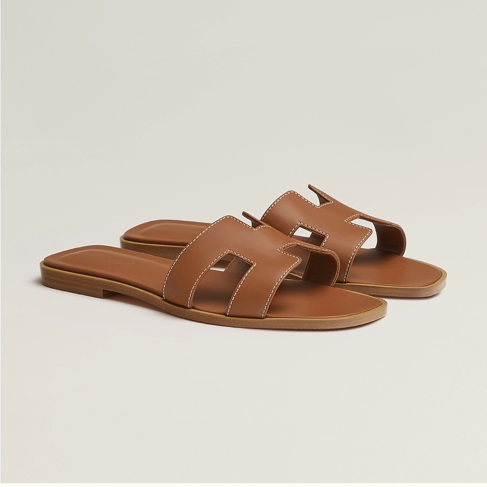 Hermes brown Oran sandals 38.5 or 8.5 USA